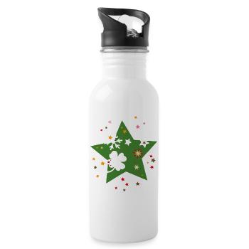 Poinsettia - Gourde avec paille intégrée - blanc - Droite