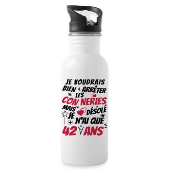 connerie 42 ans / cadeau anniversaire 42 ans - Gourde avec paille intégrée - blanc - Droite