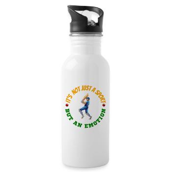 Cricket Leidenschaft – Mehr als Sport - Trinkflasche mit integriertem Trinkhalm - Weiß - Rechts