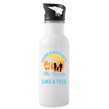 Vater hält Familie wie einen Baum - Trinkflasche mit integriertem Trinkhalm - Weiß - Rechts
