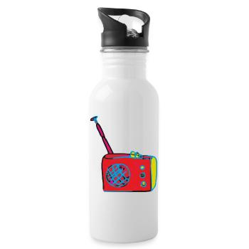 radio kunst - Trinkflasche mit integriertem Trinkhalm - Weiß - Rechts