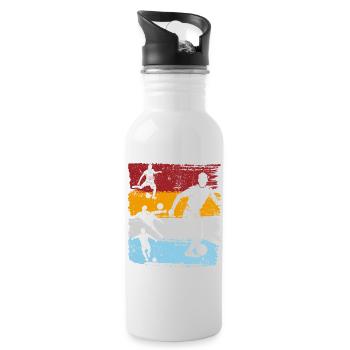 Farbblock-Fußball-Silhouetten - Trinkflasche mit integriertem Trinkhalm - Weiß - Rechts