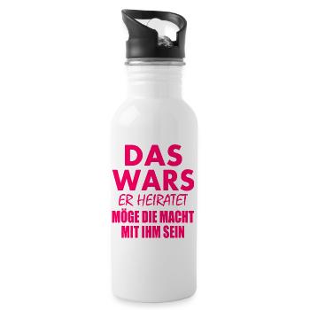 Das wars er heiratet - Trinkflasche mit integriertem Trinkhalm - Weiß - Rechts