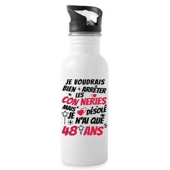 connerie 48 ans / cadeau anniversaire 48 ans - Gourde avec paille intégrée - blanc - Droite