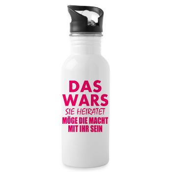 Das wars sie heiratet - Trinkflasche mit integriertem Trinkhalm - Weiß - Rechts