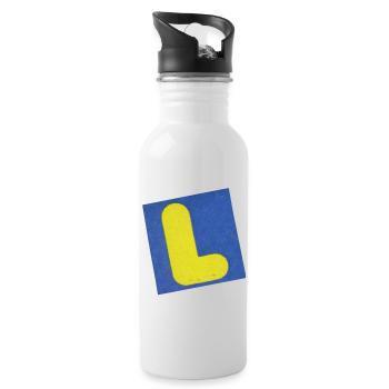 Retro Buchstabe L - Trinkflasche mit integriertem Trinkhalm - Weiß - Rechts