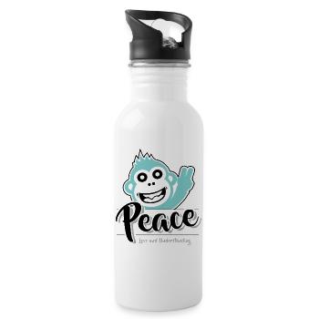 Frieden, Liebe und Verständnis - Trinkflasche mit integriertem Trinkhalm - Weiß - Rechts