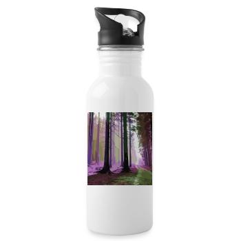 Verwunschener Nebelwald - Trinkflasche mit integriertem Trinkhalm - Weiß - Rechts