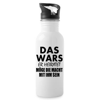 Das wars er heiratet - Trinkflasche mit integriertem Trinkhalm - Weiß - Rechts
