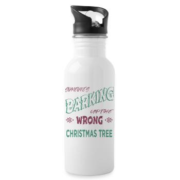 Bodybuilding 4th of july dino dino bike moon - Water bottle with straw - white - Right