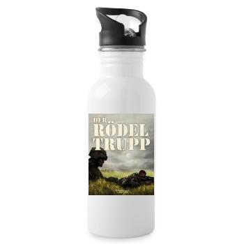 Bundeswehr Sprüche-Design Rödeltrupp - Trinkflasche mit integriertem Trinkhalm - Weiß - Rechts