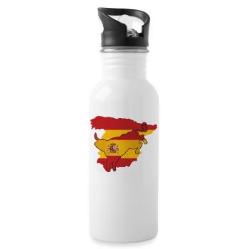 spanien flagge Spanien-Geschenk Spanischer Stier - Trinkflasche mit integriertem Trinkhalm - Weiß - Rechts