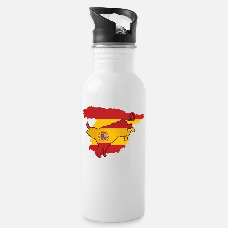drapeau espagne cadeau espagne taureau espagnol - Gourde avec paille intégrée - blanc