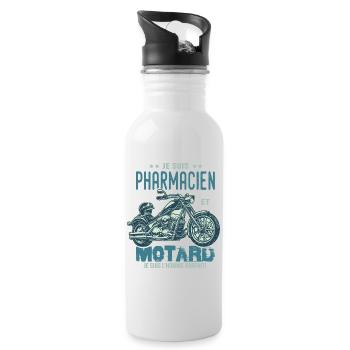 motard le meilleur pharmacien le meilleur - Gourde avec paille intégrée - blanc - Droite