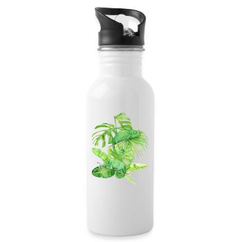 Chameleon, green chameleon lizards - Water bottle with straw - white - Right