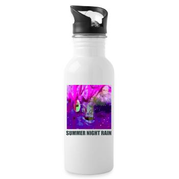 SommernachtRegen Abstrakt - Trinkflasche mit integriertem Trinkhalm - Weiß - Rechts