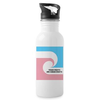 Trans - Trinkflasche mit integriertem Trinkhalm - Weiß - Rechts