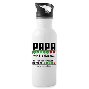 Werdender Vater Papa für Frischgebackene Väter - Trinkflasche mit integriertem Trinkhalm - Weiß - Rechts