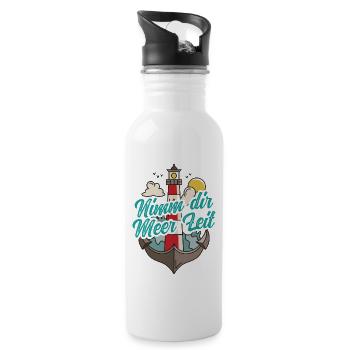 Nimm Dir Meer Zeit Nordsee Geschenk Leuchtturm - Trinkflasche mit integriertem Trinkhalm - Weiß - Rechts