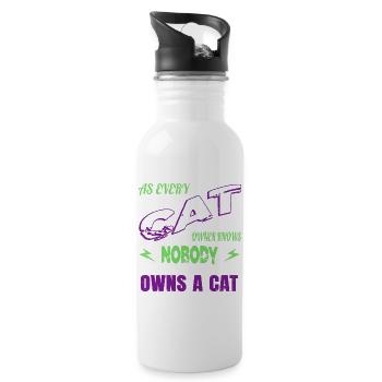 present idea business cat tshirts animal lover - Water bottle with straw - white - Right