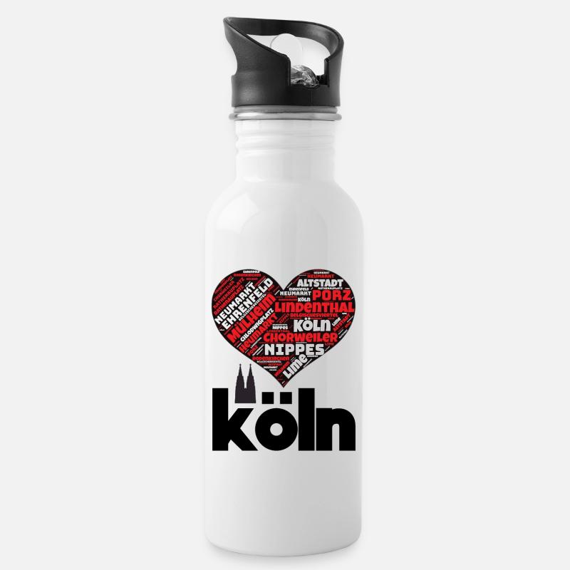 Köln - Trinkflasche mit integriertem Trinkhalm - Weiß