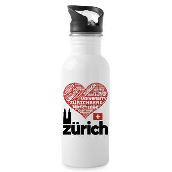 Zürich - Water bottle with straw - white - Right