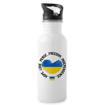 Ukraine - Trinkflasche mit integriertem Trinkhalm - Weiß - Rechts
