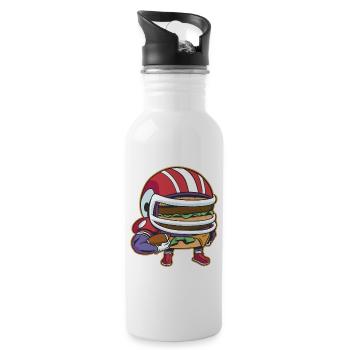 American Football Burger Spieler Cartoon Fan - Trinkflasche mit integriertem Trinkhalm - Weiß - Rechts