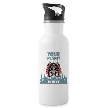 Alien Galaxy Space Lover Your Planet Is Next - Trinkflasche mit integriertem Trinkhalm - Weiß - Rechts