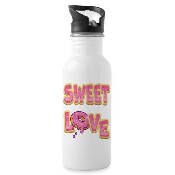 Sweet Love Donut Fastnachtsküchle Kräppel - Water bottle with straw - white - Right