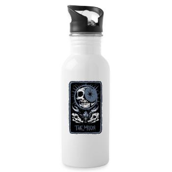 The Moon Skeleton Skull Tarot Card - Trinkflasche mit integriertem Trinkhalm - Weiß - Rechts