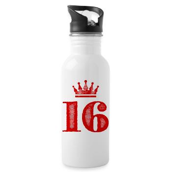16 Zahl Krone - Trinkflasche mit integriertem Trinkhalm - Weiß - Rechts