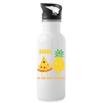 Ananas Pizza Hawaii Pizza lustig witzig - Trinkflasche mit integriertem Trinkhalm - Weiß - Rechts