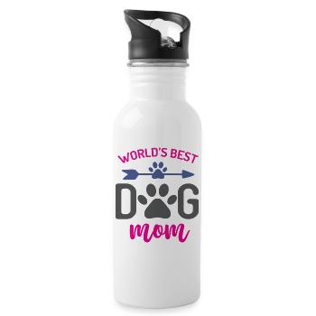 World's Best Dog Mom - Water bottle with straw - white - Right