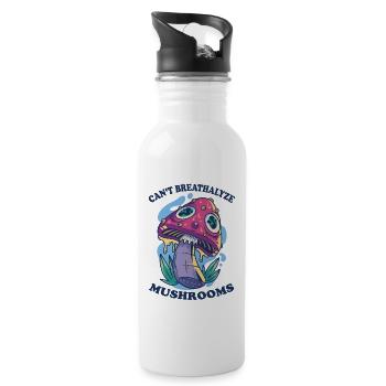 For Mushroom Lovers Can't Breathalyze Mushrooms - Trinkflasche mit integriertem Trinkhalm - Weiß - Rechts