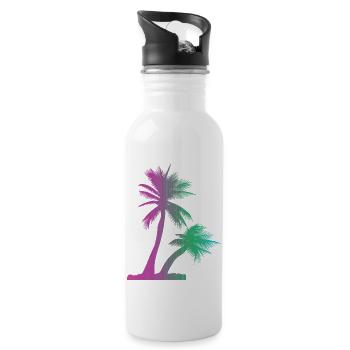 Tropical Beach Paradise Palm Rainbow 7 - Water bottle with straw - white - Right