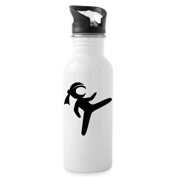 ninja fighter symbol comic kids fighting - Trinkflasche mit integriertem Trinkhalm - Weiß - Rechts
