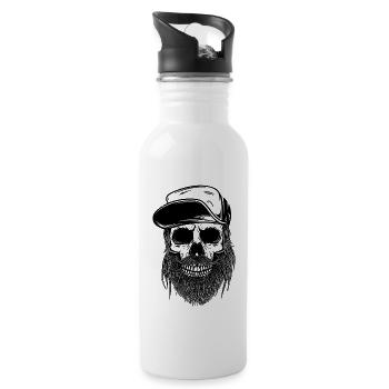 scruffy skull - Water bottle with straw - white - Right