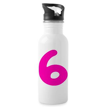 6 ans anniversaire rose - Gourde avec paille intégrée - blanc - Droite