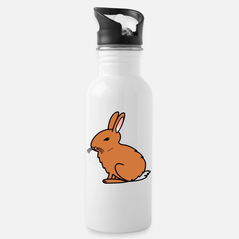 Kaninchen - Trinkflasche mit integriertem Trinkhalm - Weiß