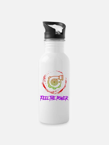 Turbo - Trinkflasche mit integriertem Trinkhalm - Weiß