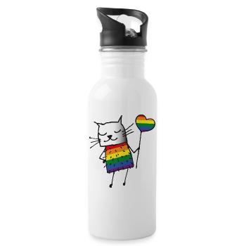 LGBT & Pride - Trinkflasche mit integriertem Trinkhalm - Weiß - Rechts