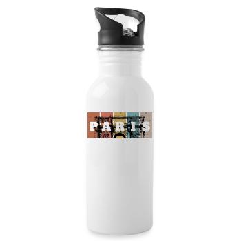 Paris Pop Art Grid - Water bottle with straw - white - Right