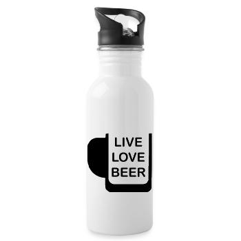 Beer Wine Whiskey Schnapps Alcohol - Water bottle with straw - white - Right