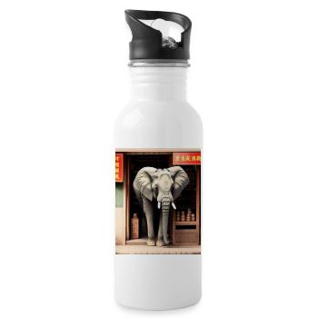 like a bull in a china shop Porzellanladen - Water bottle with straw - white - Right