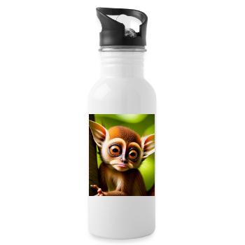 cool drôle mignon tarsier (Tarsiidae) bande dessinée forestière - Gourde avec paille intégrée - blanc - Droite