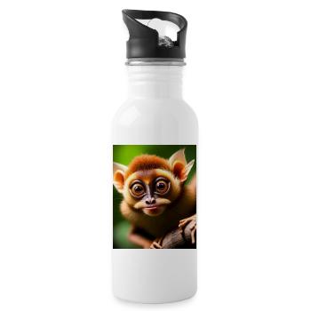 cool drôle mignon tarsier (Tarsiidae) bande dessinée forestière - Gourde avec paille intégrée - blanc - Droite