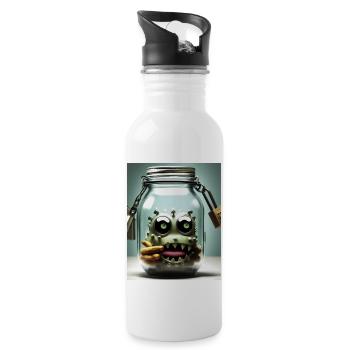 niedliches kleines Monster im Glas Halloween Horror Funn - Trinkflasche mit integriertem Trinkhalm - Weiß - Rechts