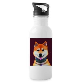 shiba inu portrait mignon - Gourde avec paille intégrée - blanc - Droite