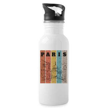 Paris Stripes Skyline-Skizze - Trinkflasche mit integriertem Trinkhalm - Weiß - Rechts